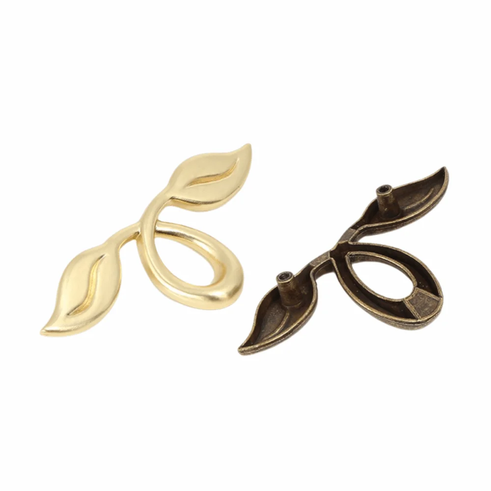 

Zinc Alloy Leaf Shape Pulls Hole Distance Leaf Shape Cabinet Pulls Decorative European Style Drawer Knobs Modern Pulls