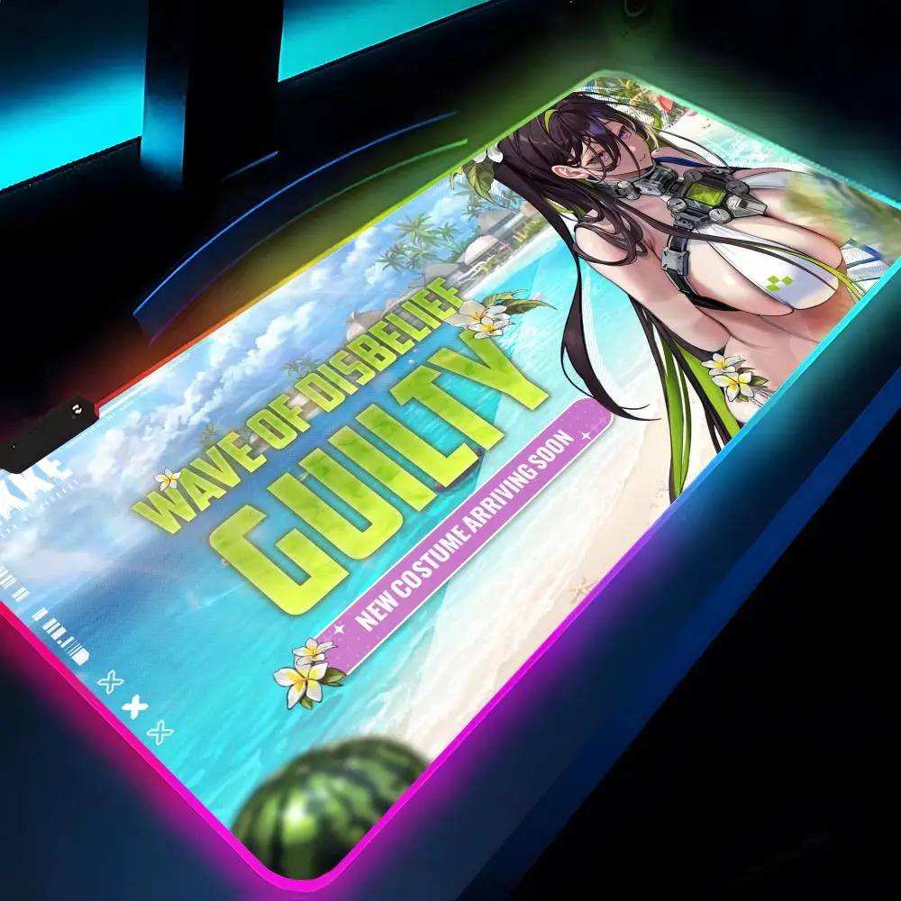 

Mouse Pad Rgb Xxl Laptop Mat Gaming Mousepad Backlit Keyboard Gamer Girl Table Pads Desk Game Sexy Girl NIKKE