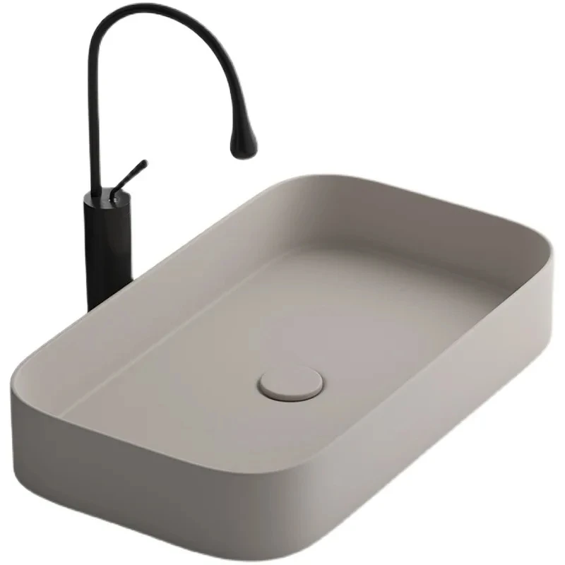Nordic Simple Washbasin Ceramic Bathroom Sinks Khaki Glass Vessel Single Bowl Shampoo Basin YX456TB