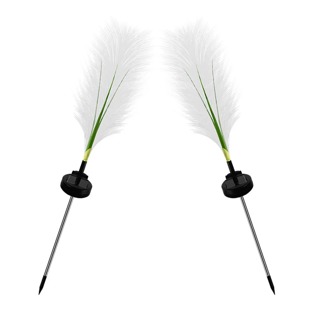 

2 pcs Reed Lamp Outdoor Stake Garden Courtyard Lawn Bulrush Lamp Stake Light Warm Atmosphere Sturdy Solar Light