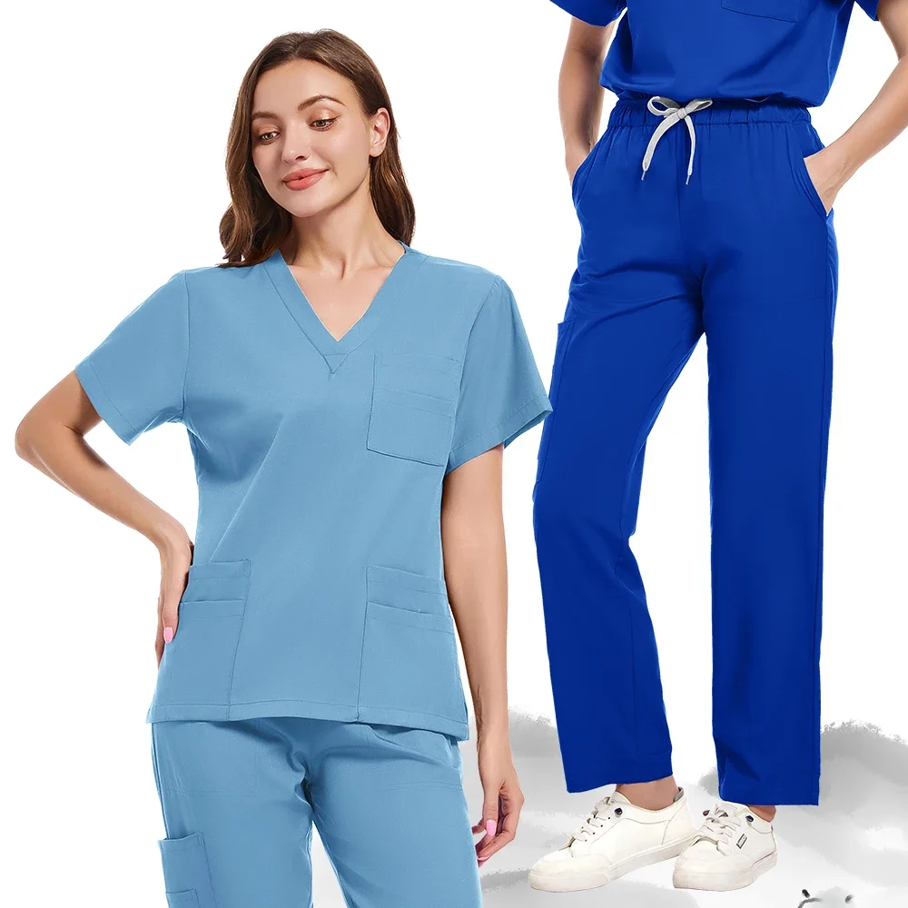 Gran oferta, conjunto de batas de enfermera para mujer, uniforme de Hospital suave lavable antiarrugas, batas médicas, conjuntos de batas para mujer, accesorios médicos