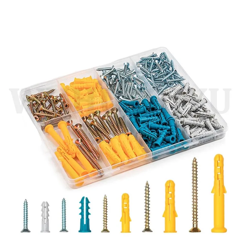 

Drywall Anchors and Screws Assortment Kit 270PCS, 135 Plastic Dry Wall Expansion Anchors and 135 Philips Flat Head Wood