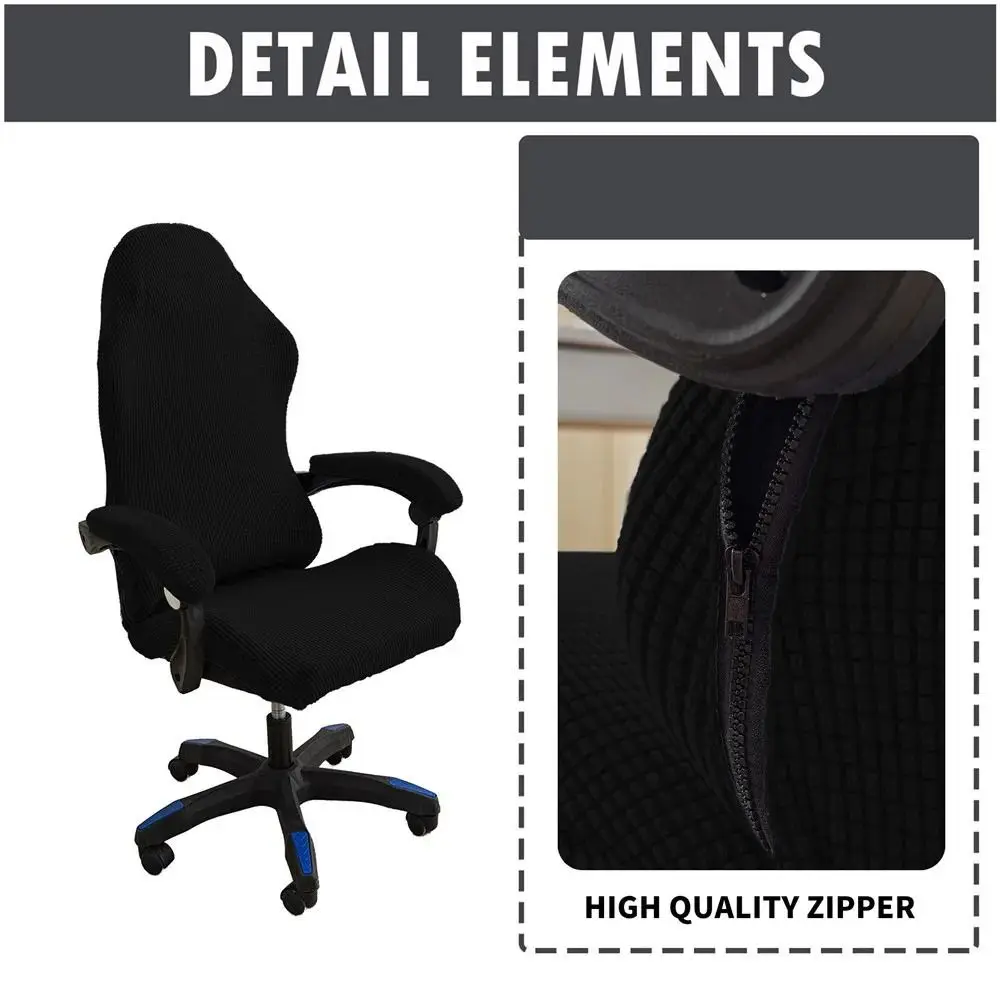 Solid Color Gaming Chair Cover Elastic Dustproof Chair Seat Slipcovers with Armrest Cover Removable Computer Chair Cover