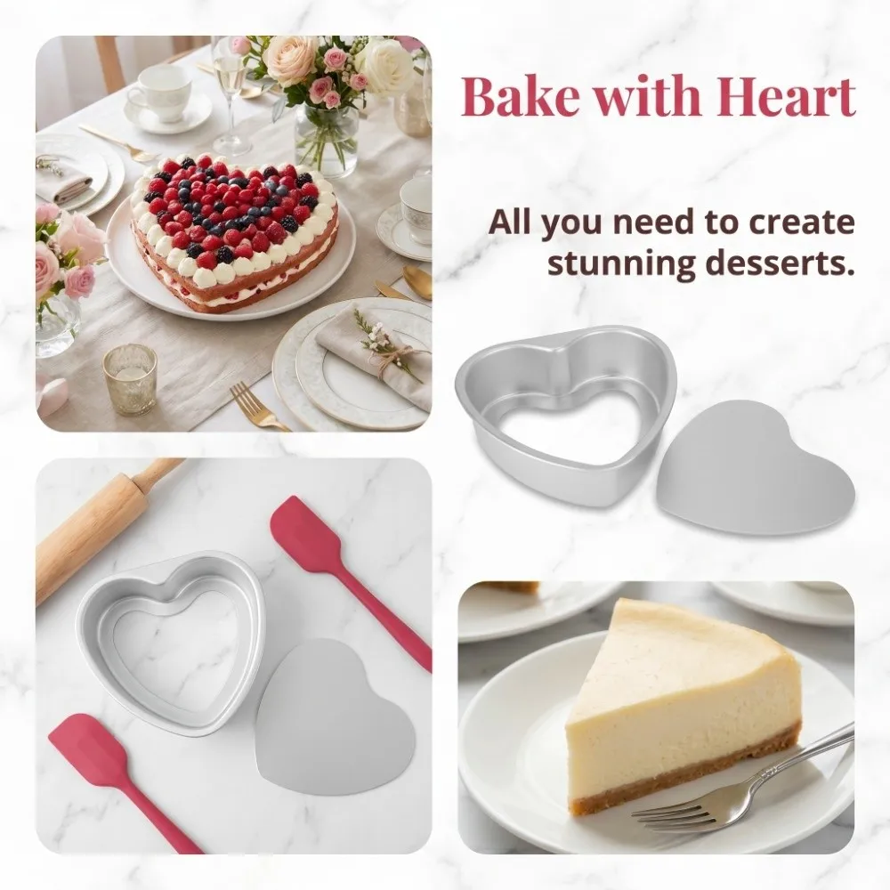 Aluminum Alloy Aluminum Cake Pan Anodized Loose Base Heart Cake Tin Lightweight Smooth Surface Chiffon Cake Mold Kitchen Baking