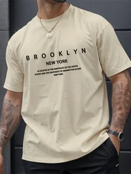 Zomer Heren Casual T-shirt Eenvoudige Letter Gedrukt Korte Mouw Dagelijks Outdoor Straat Schieten Losse Heren T-shirt met Ronde Hals