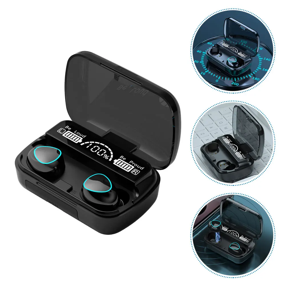 

TWS Headset Wireless Earbuds Noise Reduction Music Headset USB Charging Smart Earphone Sports Black Long Life