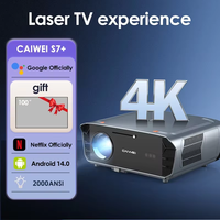CAIWEI S7+ 1080P 4k Ultra HD Projectors for Home Theater Android 14 Smart TV Wifi 6 Auto Focus and Keystone 2000 ANSI Projector