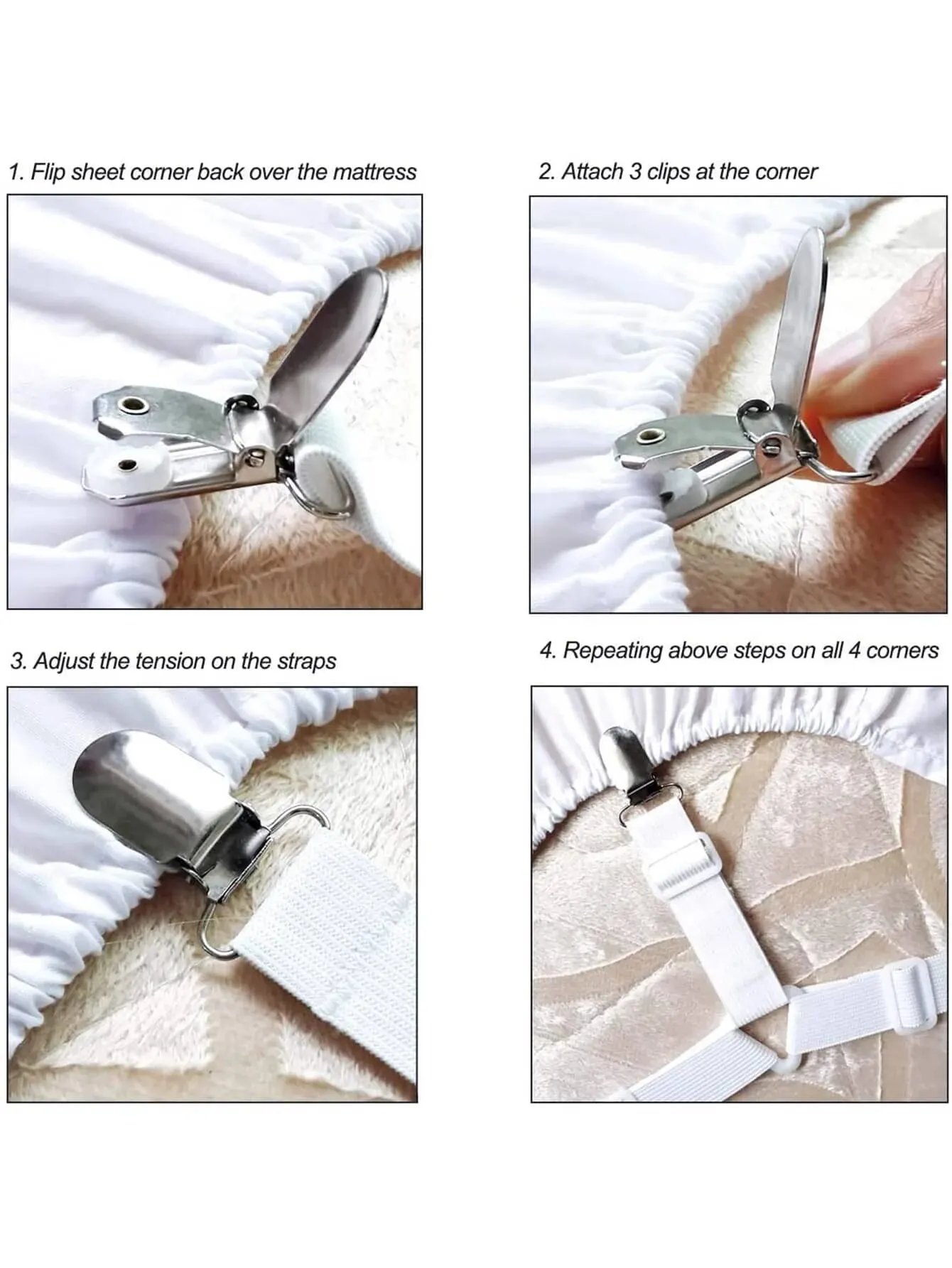 4 Stück Dreieckige Bettlakenhalter Spannbettlaken-Clips Verstellbare Lakenhalterungen Matratzenhalter-Clips für Bettmatratzenbezug – Detail 10