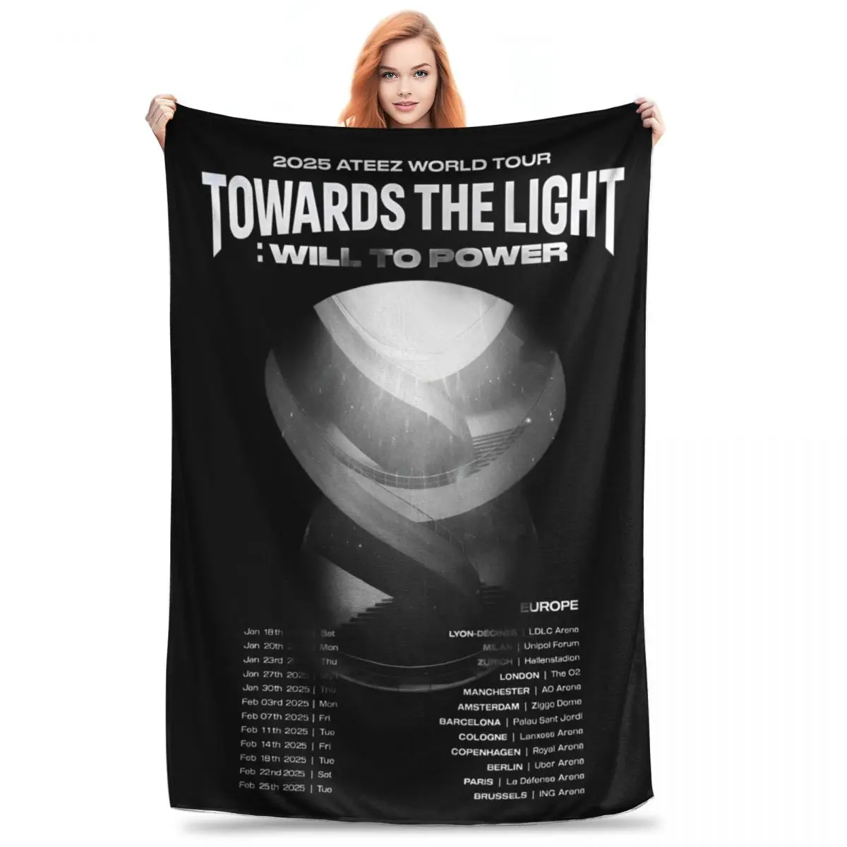 Super Ateezed 2025 Towards The Light Tour Throw Blanket Premium Flannel Fleece Lightweight Kpop Hip Hop Blanket All Season Use