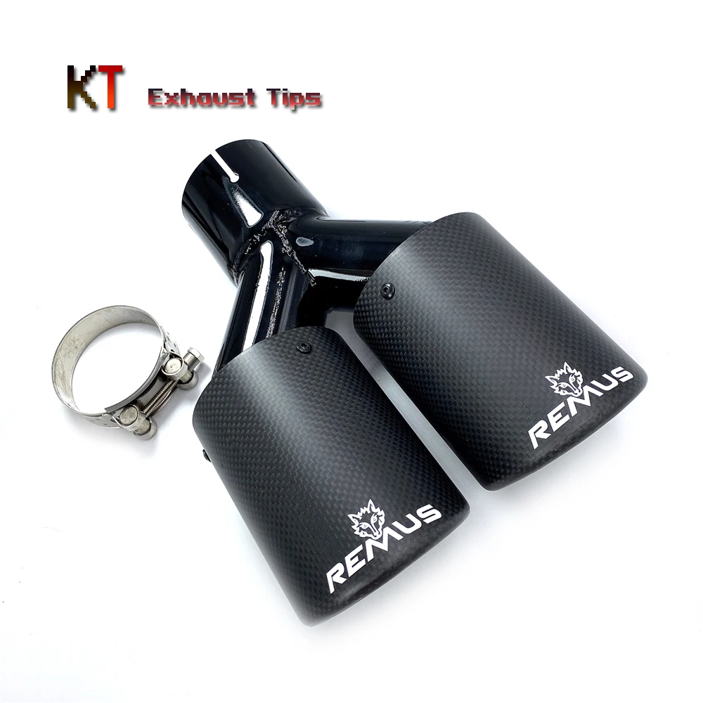 1Pcs Car Accessories Matte Carbon Fiber Dual Black Exhaust Tip Tailpipe Muffler Tip Exhaust System Auto Tools for All Car