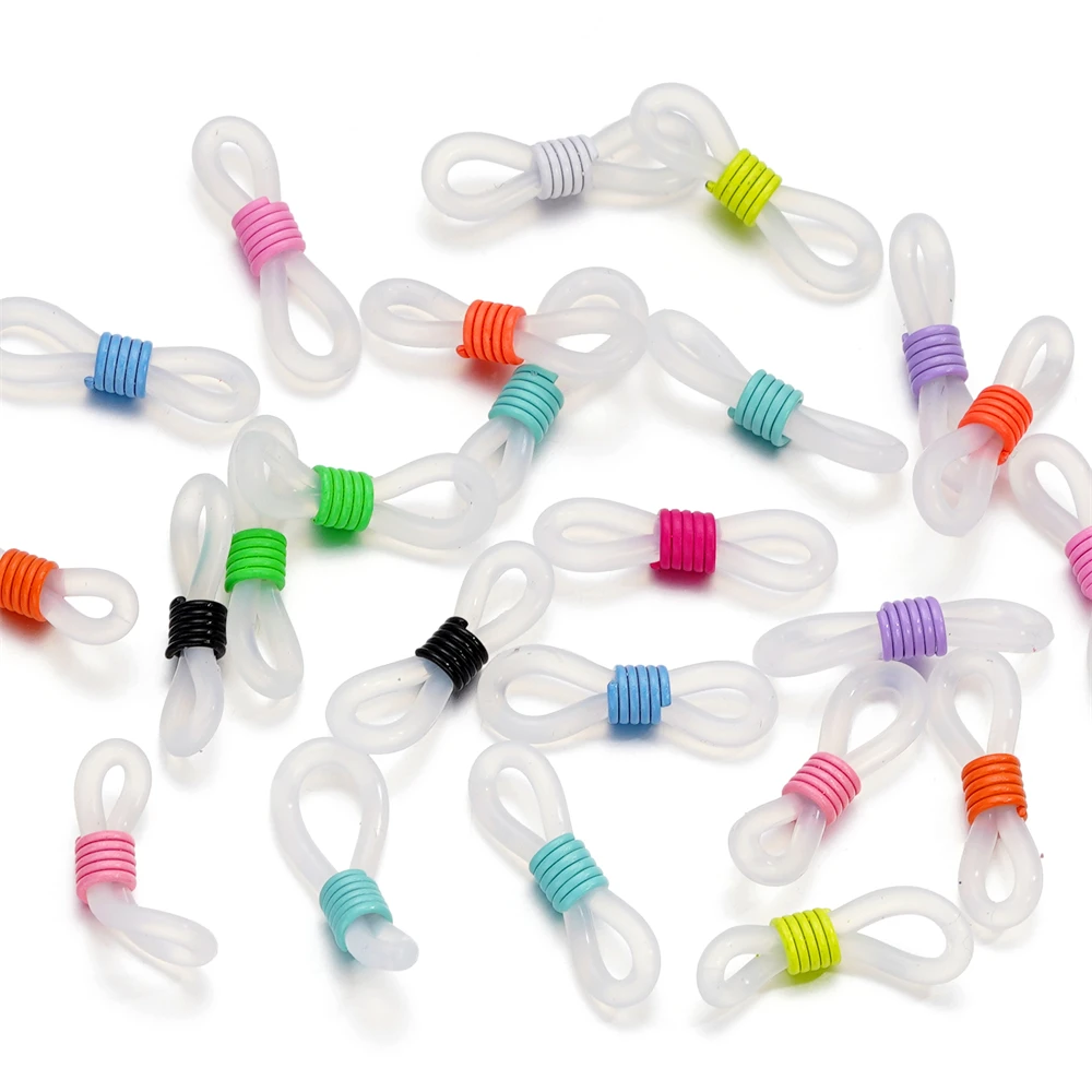 50pcs Eyeglass Chain Ends Adjustable Spring Silicone Ends Connectors for Eye Glasses Holder Necklace Chain DIY Jewelry Making