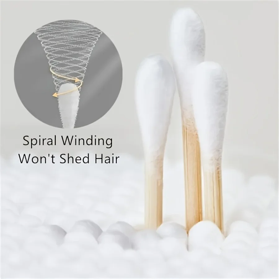 400 Buah/200 Buah, Penyeka Kapas Bambu, Penyeka Kapas Kayu, Runcing Ganda, Tanpa Tongkat Telinga Plastik,