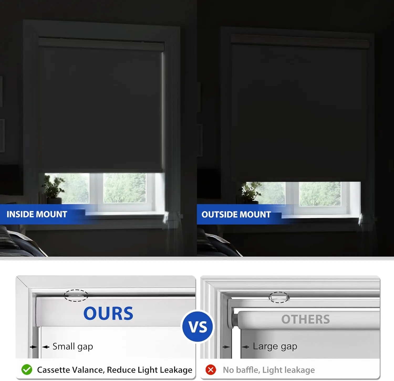 Customized Cordless Style 100%Blackout Sunlight Pull Up &Down Smoothly Manual Roller Blinds For Window