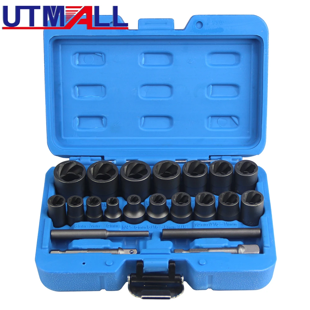 21PCS Screw Bolt Extractor Set Professional Sturdy Convenient Broken Nut Remover Rusted Screw Extractor for Vehicle Stuck Screws