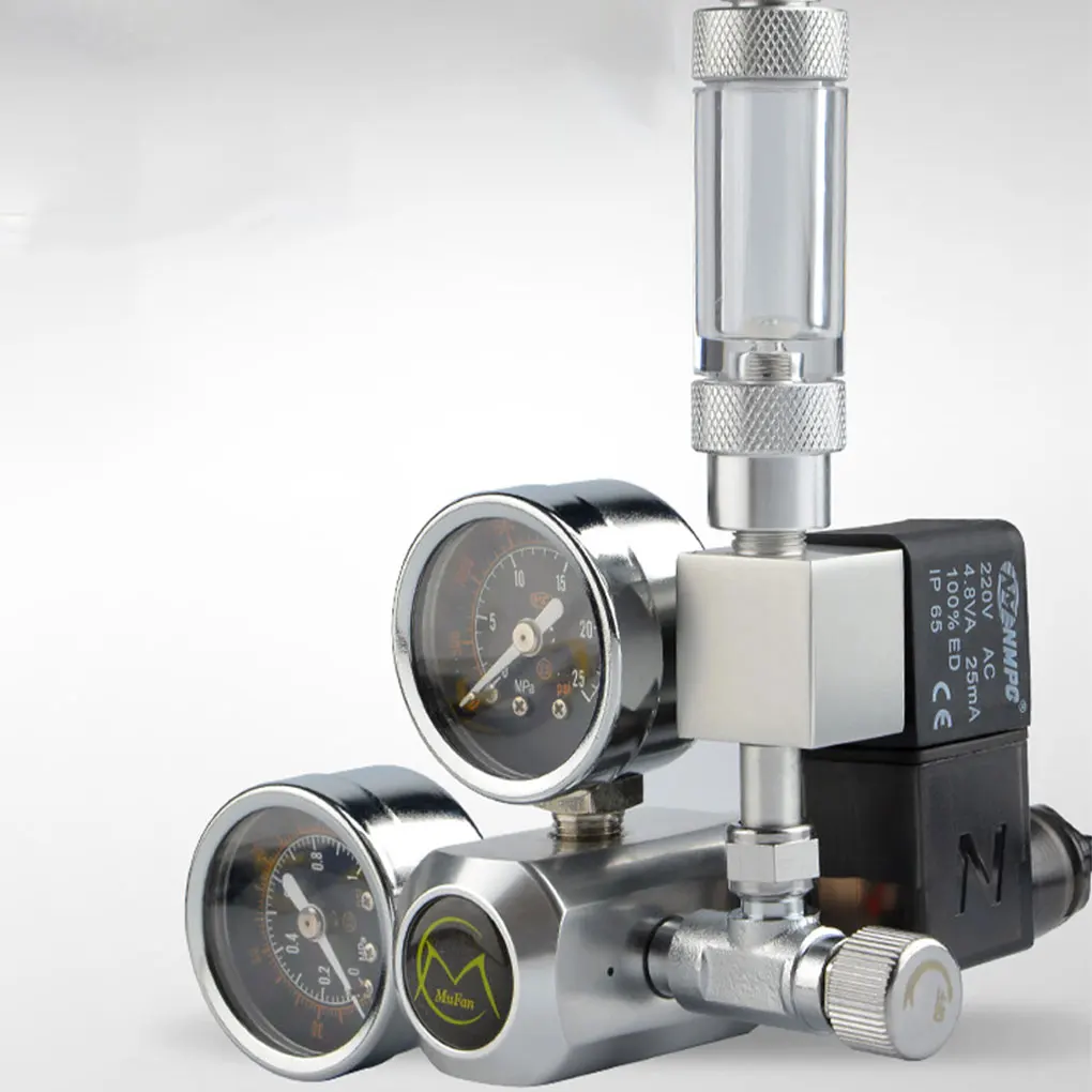 Dual Table Configuration Aquarium Co2 Regulator With Solenoid Precise Fine Tuning ABS Solenoid Valve Co2 Regulator Co2