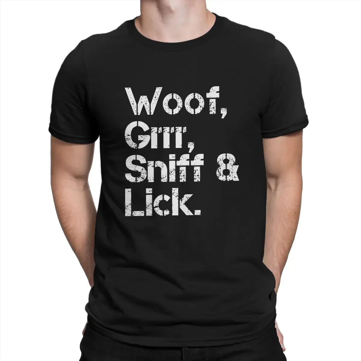 BDSSMER Man TShirt Woof Grrr Sniff Lick Individuality Polyester T Shirt Harajuku Streetwear Hipster