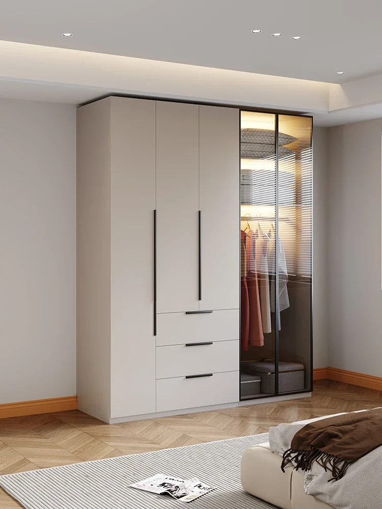 True European pine board, one door to the top, 60CM combination wardrobe, light luxury, modern and simple home wardrobe