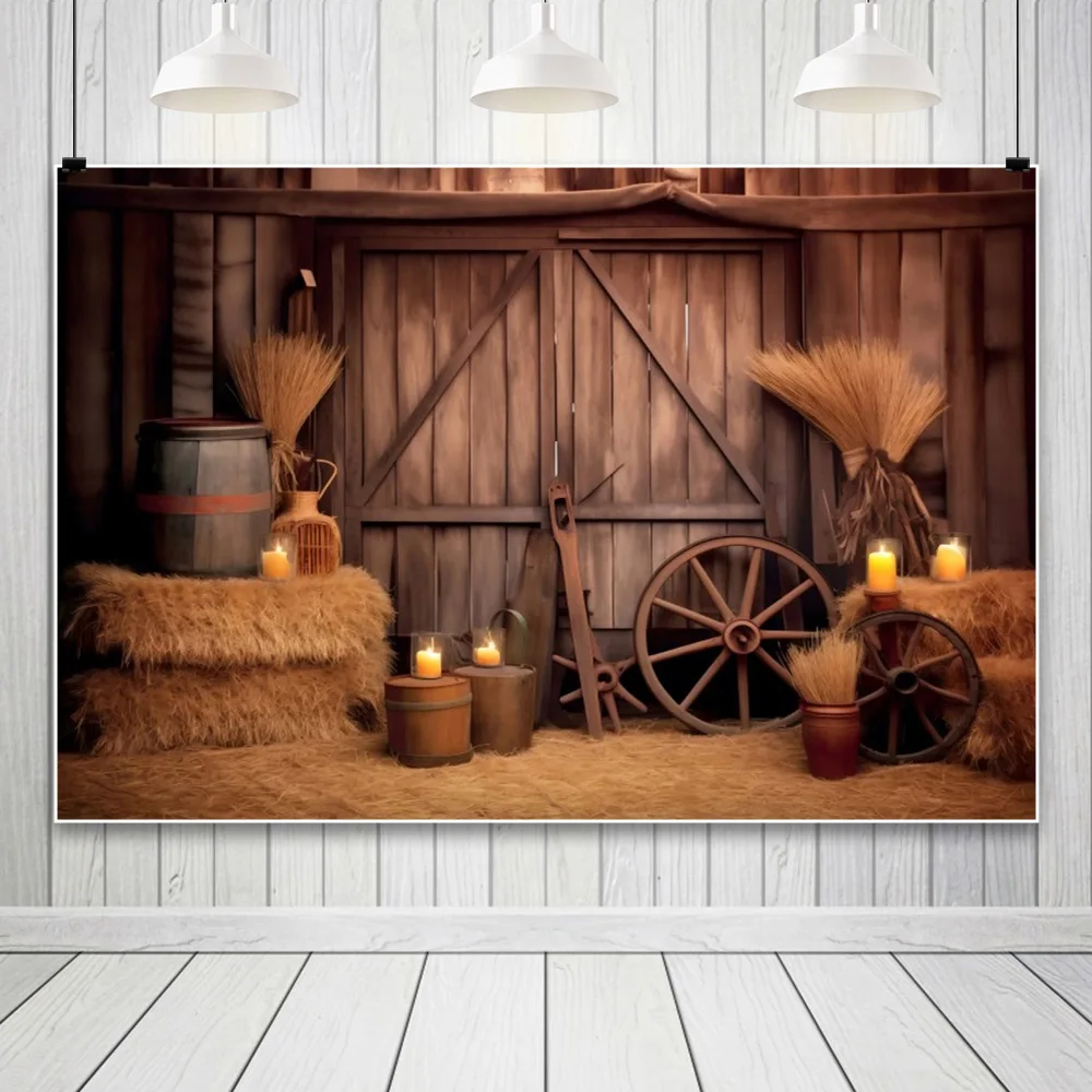 Western Cowboy Backdrop for Photography Wild West Rustic Farm Barn WareHouse Haystack Kids Baby Birthday Party Photo Background