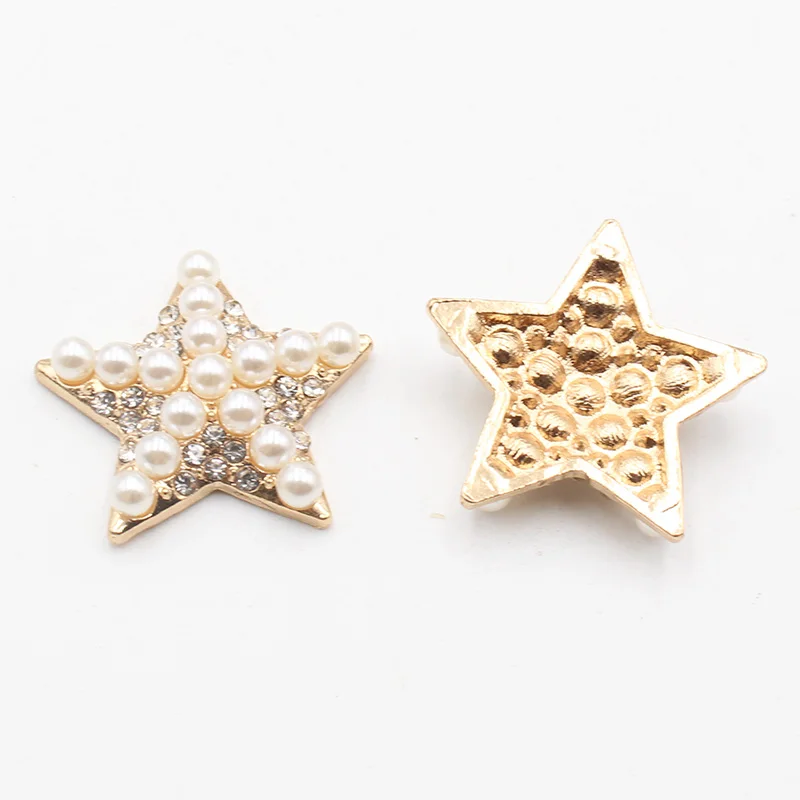 5pcs30mm Starfish Diamond Pearl Alloy Button DIY Clothing Handicraft Decoration Accessories