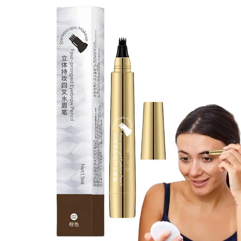 Waterproof Natural Eyebrow Pen Four claw Eye Brow Tint Fork Tip Eyebrow Tattoo Pencil Long Lasting Cosmetics black / brown