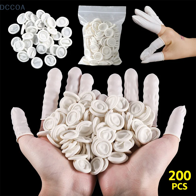 200Pcs/bag Disposable Latex Rubber Finger Cots Fingertips Protector Gloves Finger Covers Nail Practice Hand Protector Cots