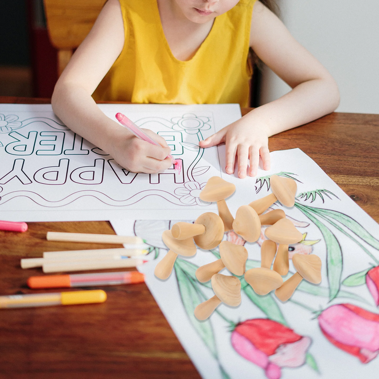 

10pcs Wooden Models Diy Painting Unfinished Craft Set Graffiti For Kids Project Handmade Decor