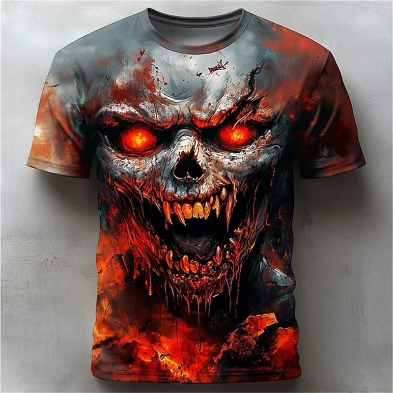 

Summer Men's Short-Sleeve T-Shirt Halloween Horror Print T-Shirt 2025 New Arrival Oversized Casual Mens Sports Crew Neck T-Shirt