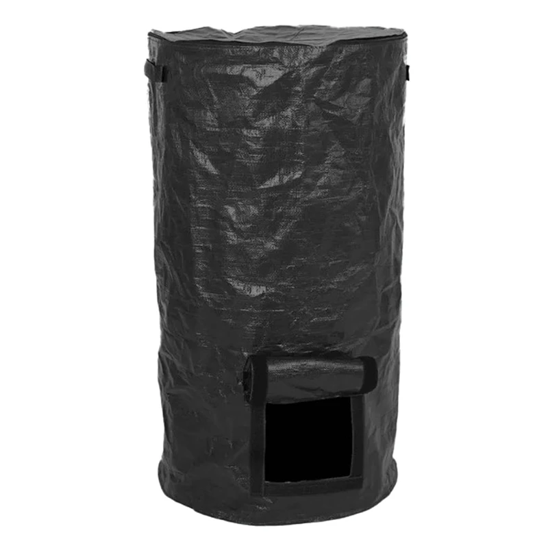 Collapsible Garden Yard Compost Bag With Lid Fertilizer Waste Sacks Composter 34 Gallon Ferment Manure Waste Collector Durable