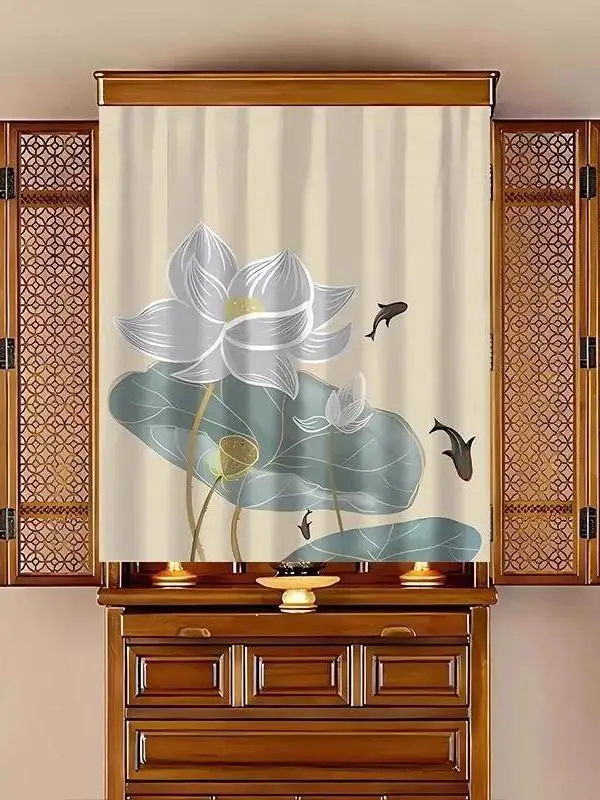 Buddha  Dust Curtain Home Use Door Curtain Buddha Hall Buddha Image Altar Dustproof Curtain Wardrobe Cover Cloth Curtain