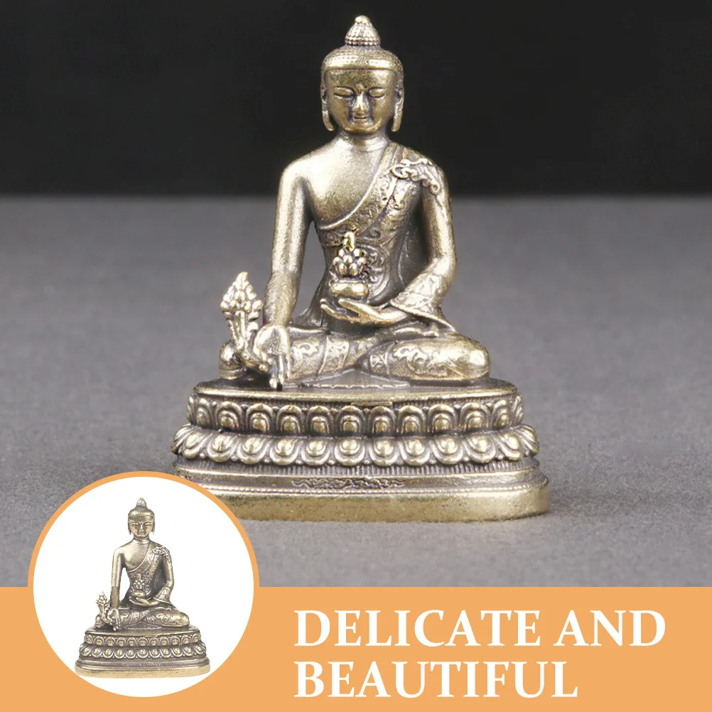 

Vintage Brass Crafted Buddha Statue Sculpture Desktop Decoration Exquisite Brass Ornament for Home Temple Buddha Shaped Figurine