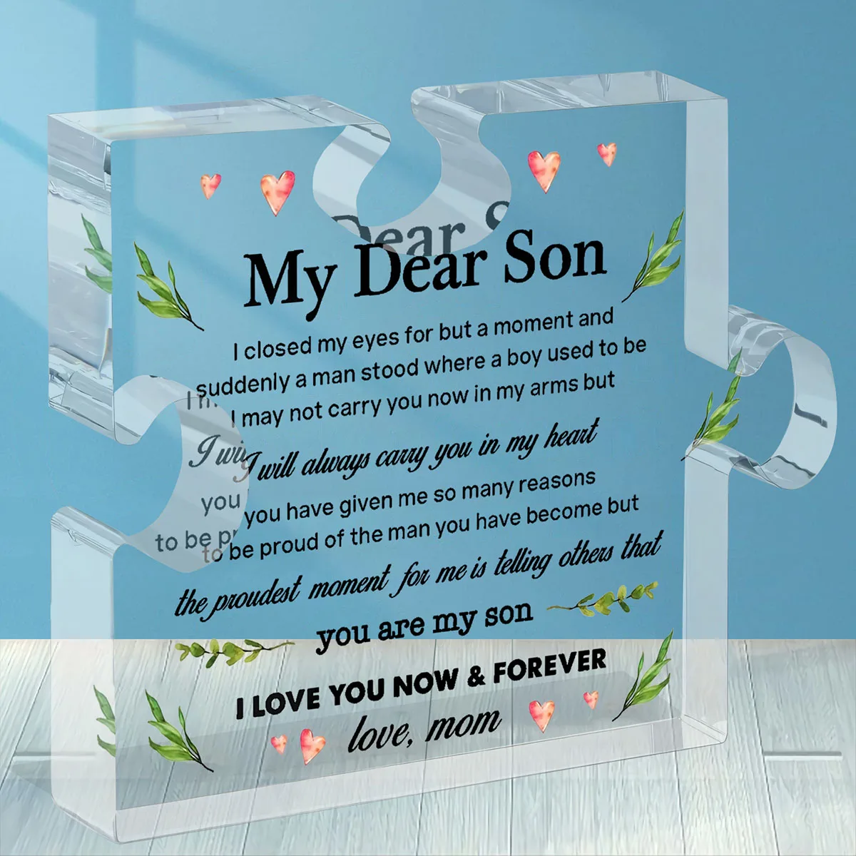 Desk Sign for Son, Gift from Mom to My Son I Closed My Eyes for But a Moment Desk Decoration Son Acrylic Desk Sign