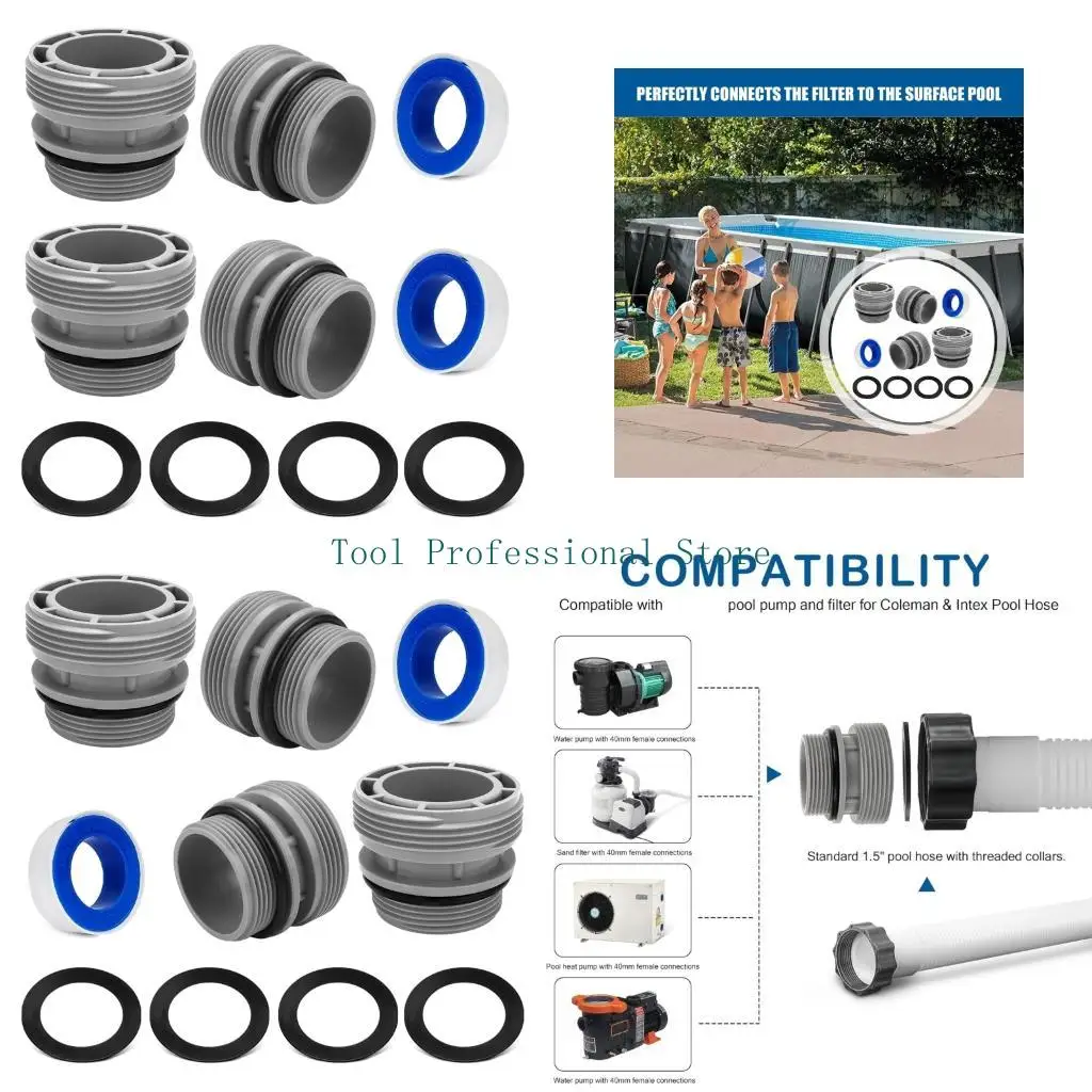 57QF Rubber Hose Adapter Set For Intexs Above Ground Pool Pump Pool Pipe Fitting