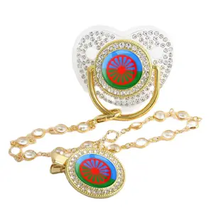 Neugeborenes Baby Schnuller mit Kettenclip, Gypsy -Aromanian -Schnuller, Rom -Themenflagge, Nippel -Schnuller, Romany Luxus, Romani 8 Hauptzigeunerverkaufsbild - №2