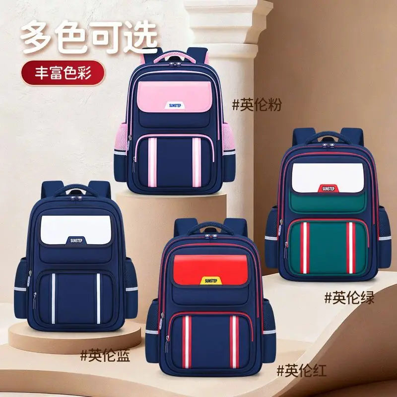 Ransel Kapasitas Besar Gaya Inggris untuk Anak Laki-Laki, Tas Sekolah Ergonomis Pelindung Tulang Belakang, Tas Buku Anak untuk Kembali ke Sekolah