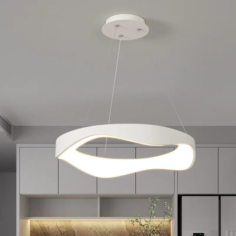 

Circle Rings Modern LED Pendant Lights for Living Dining Room Kitchen Restaurant Chandeliers Hanging Lamp Black White Luminaria