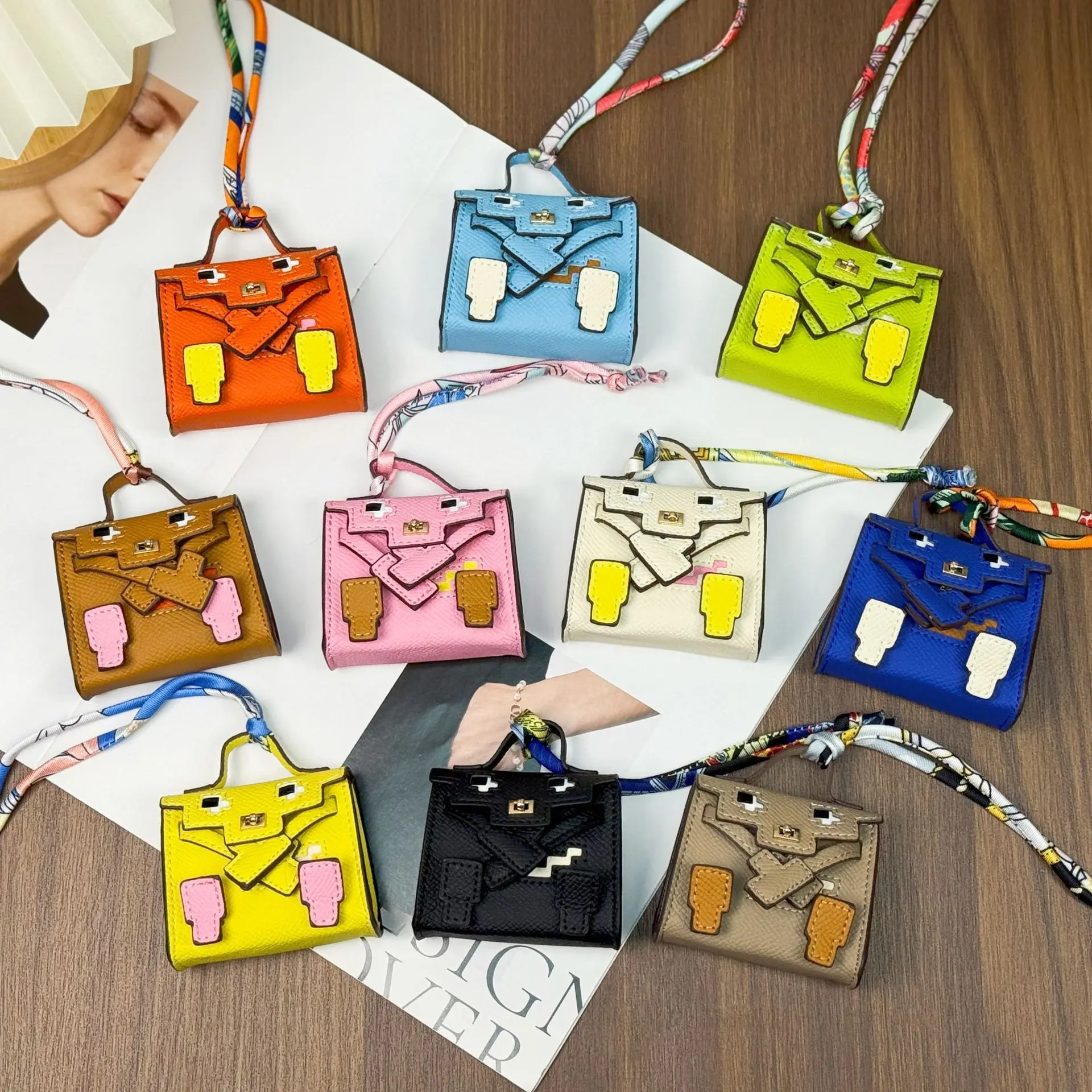 

2025 New Smiley Face Mosaic Doll Bag Pendant - Multi - functional Mini Bag for Earphones & Coins, Trendy Y2K - style Accessory