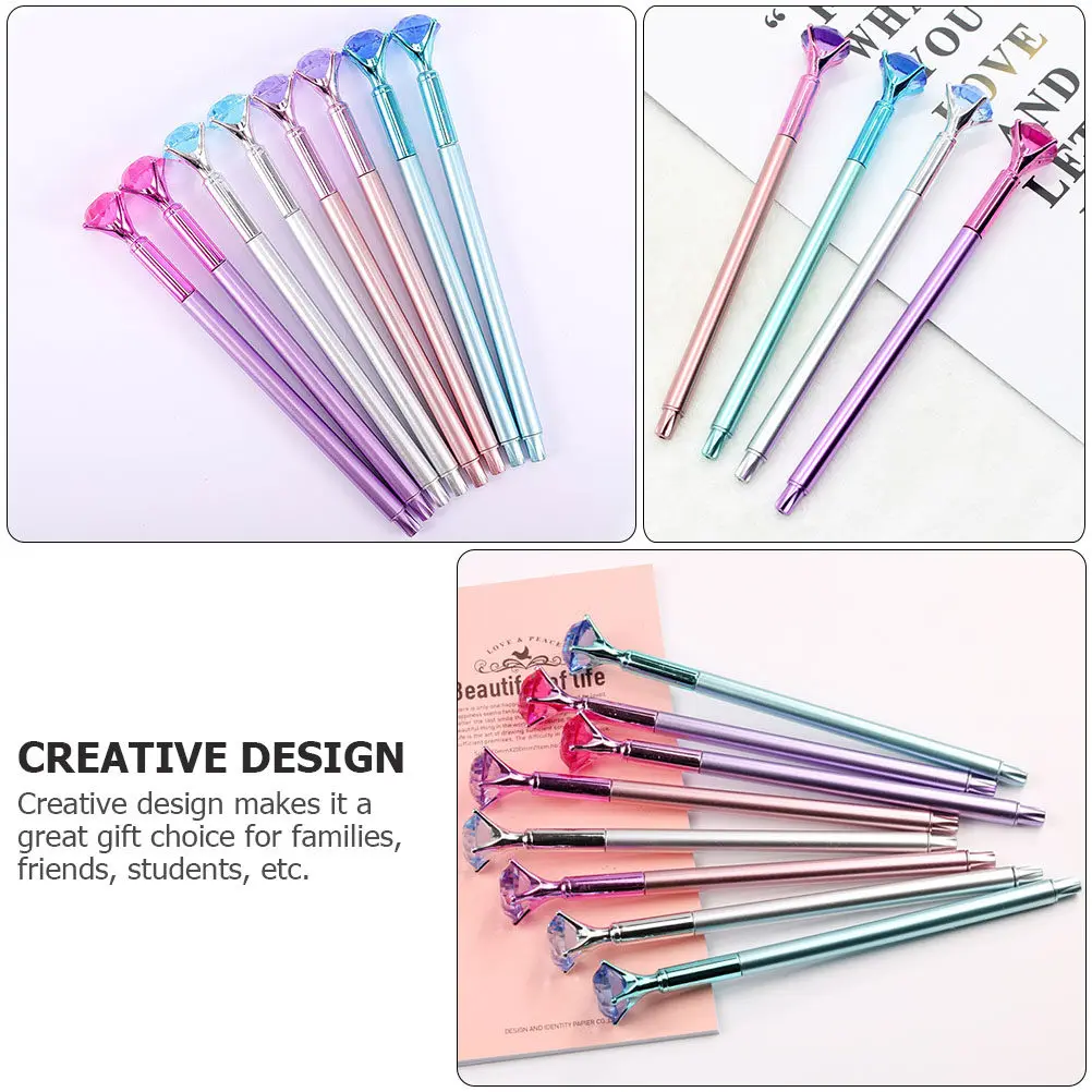 

5Pcs Black Refill Gel Pens Diamond Design Writing Pens Smooth Fast Drying for Student Stationery Signature Portable Pen