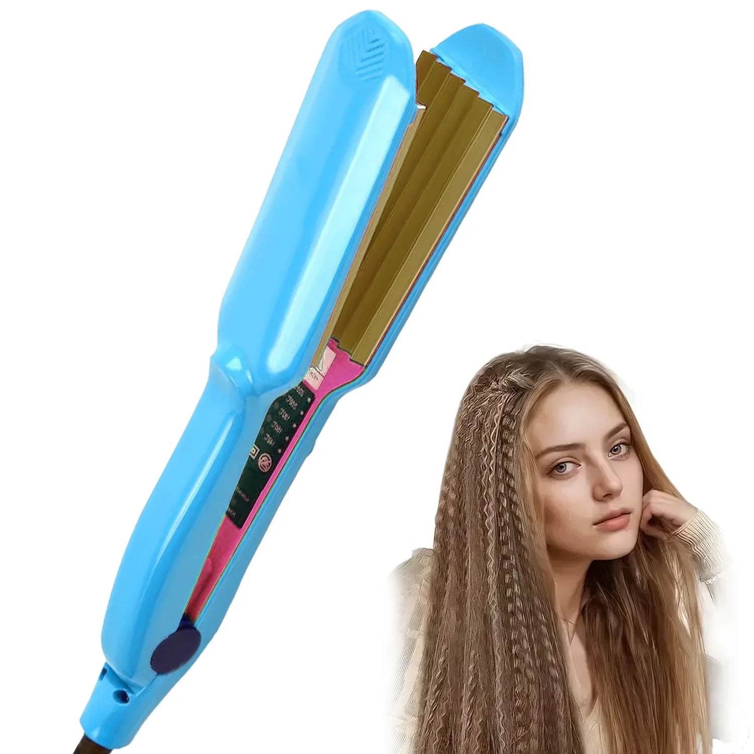 

Hair Waver Crimpers for Women Crimping Tool 30s Rapid Heating Volumizing Hair Crimper Styler for Fluffy Hairstyle Corn Waves