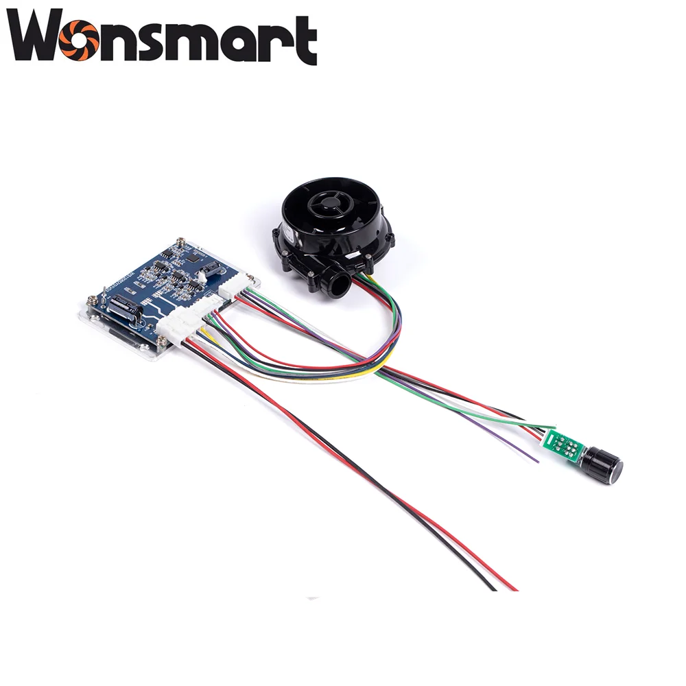Kipas Blower Tanpa Sikat DC 24V Diameter 70mm Tekanan 6.5kPa Aliran Udara 25.5m3/jam Baling-baling Plastik OEM Didukung untuk Mesin Bantalan Udara