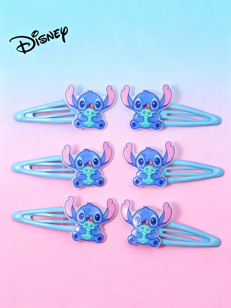 6 clips BB acrílicos de la serie Disney Stitch, accesorios para el cabello lindos y modernos, coloridos y de moda, perfectos para vestir.