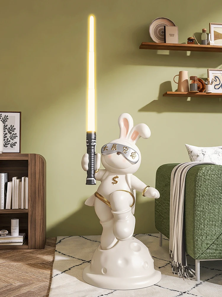 Home Decor Lightsaber Rabbit Statue Ornament Living Room Creative Animal Sculpture Nordic Figurines Housewarming Gift Room Decor