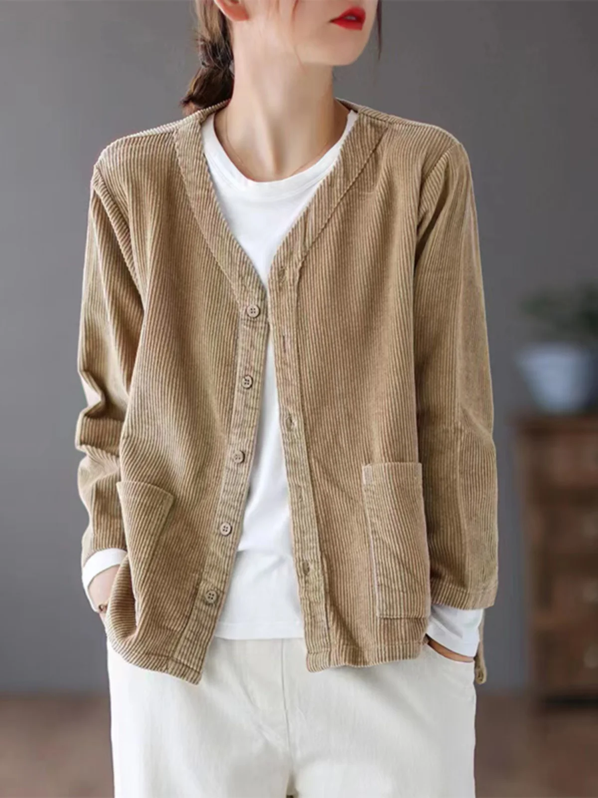 سروال قصير كلاسيكي ort Jaet نسائي فضفاض على شكل حرف V وأزرار علوية irt ملابس جديدة ذات جودة عالية مصممة بألوان نقية للتنقل Sle #3