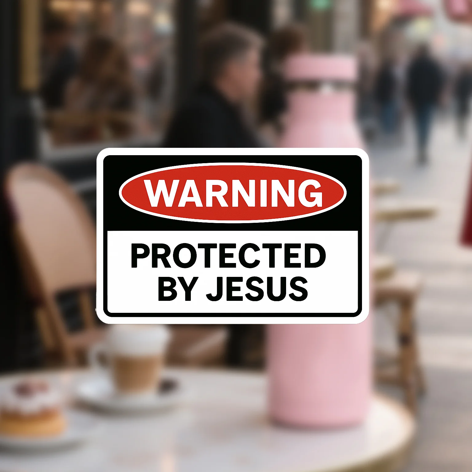 Matte Irregular Warning Vinyl Decal, Single Use Self-adhesive Sticker for Plastic, Car Window Bumper, Left Side Placement