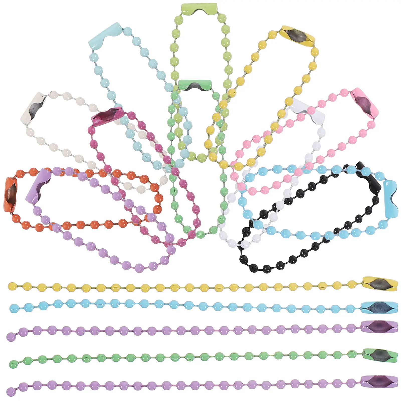 

200 шт. металлических цепочек с шариками-бусинами, железные цепочки для бирок, для изготовления украшений своими руками, брелоков, адресных бирок для собак, подвесок, декора для рождественской елки