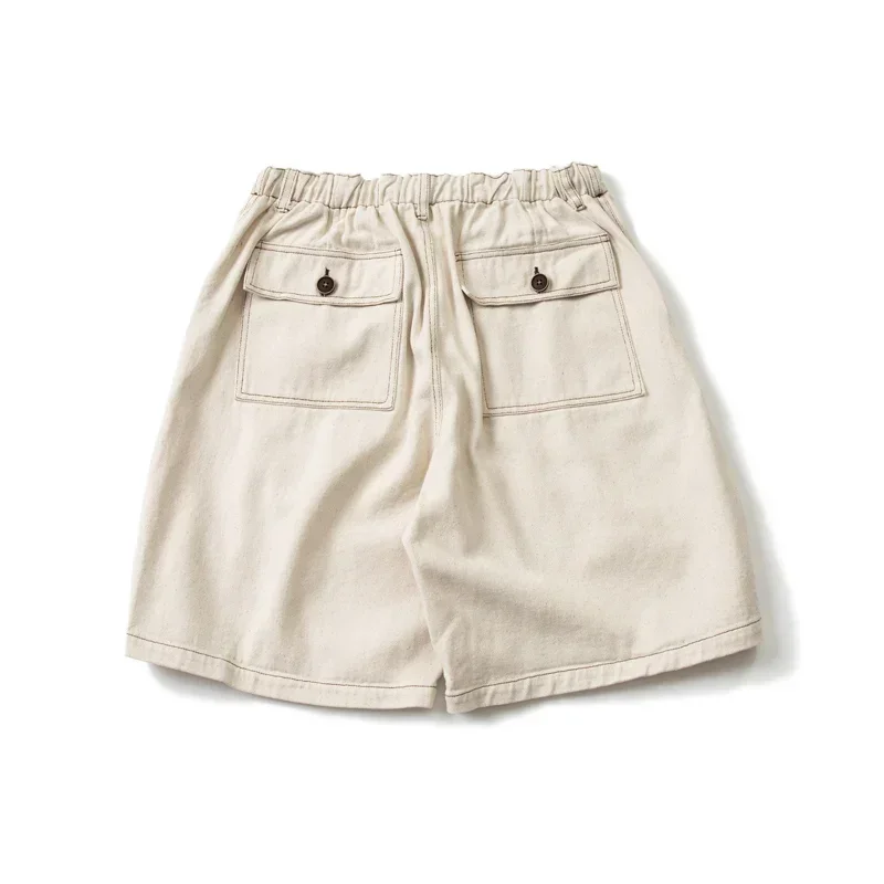 Primary Color Embryo Cloth Cotton Seed Shell Twill Gauze Card Casual Loose Shorts Men's Large Pocket Beach Pants Summer