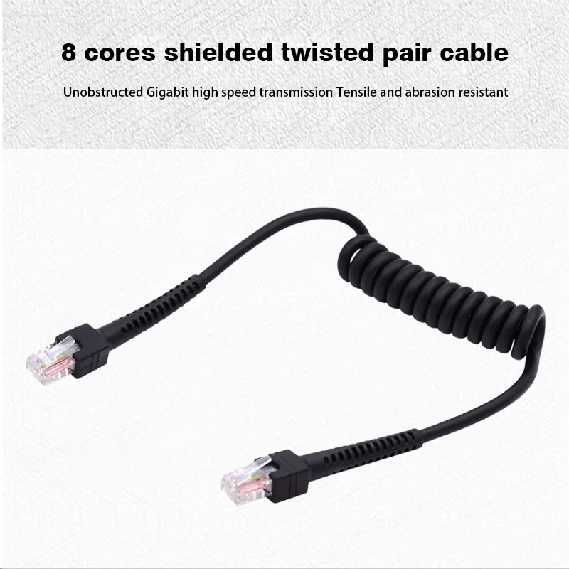 RJ45 Spring Wire 8-core Network Signal Wire Cable with Crystal Head Copper Wire Finished Twisted Pair Cat6 Gigabit Monitoring 1m