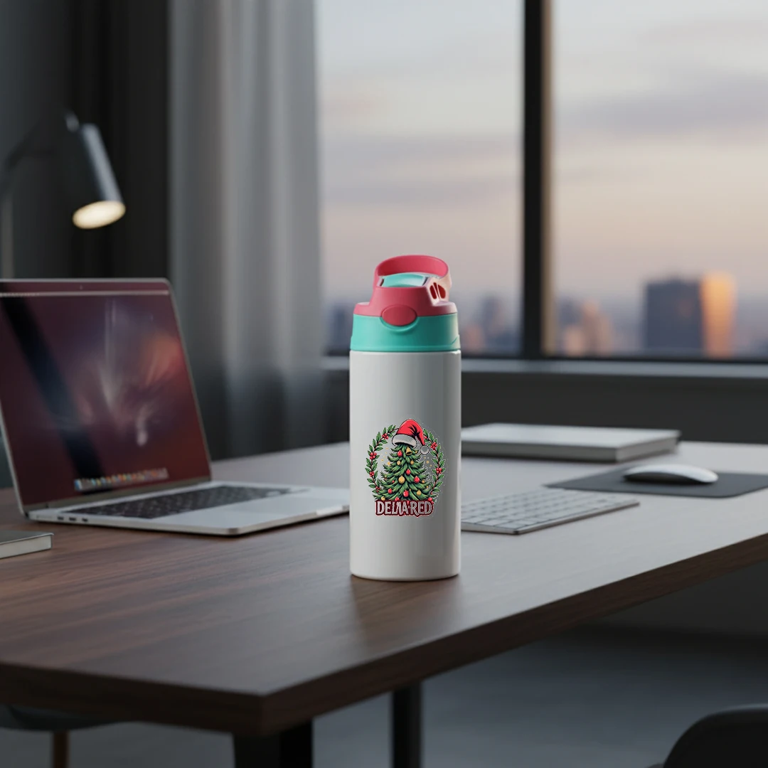 Gelas Terisolasi Baja Tahan Karat 304  Gelas Terisolasi Motif Pohon Natal Kartun  Gelas Sedotan Anak-Anak  Set Hadiah Natal  Perlengkapan Natal Esensial