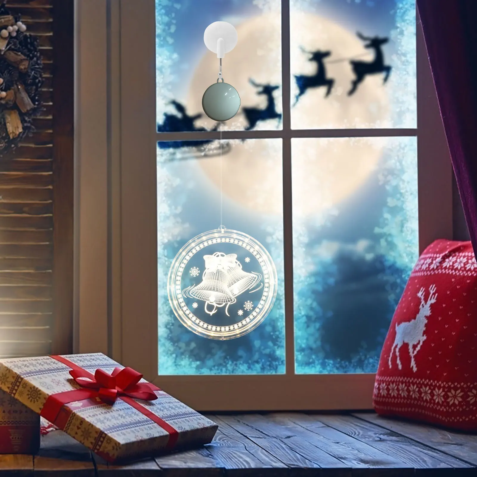 

Christmas Shop Window LED Hanging Lamp Durable Acrylic Material Xmas Party Decoration Hook Design Christmas Birthday Party