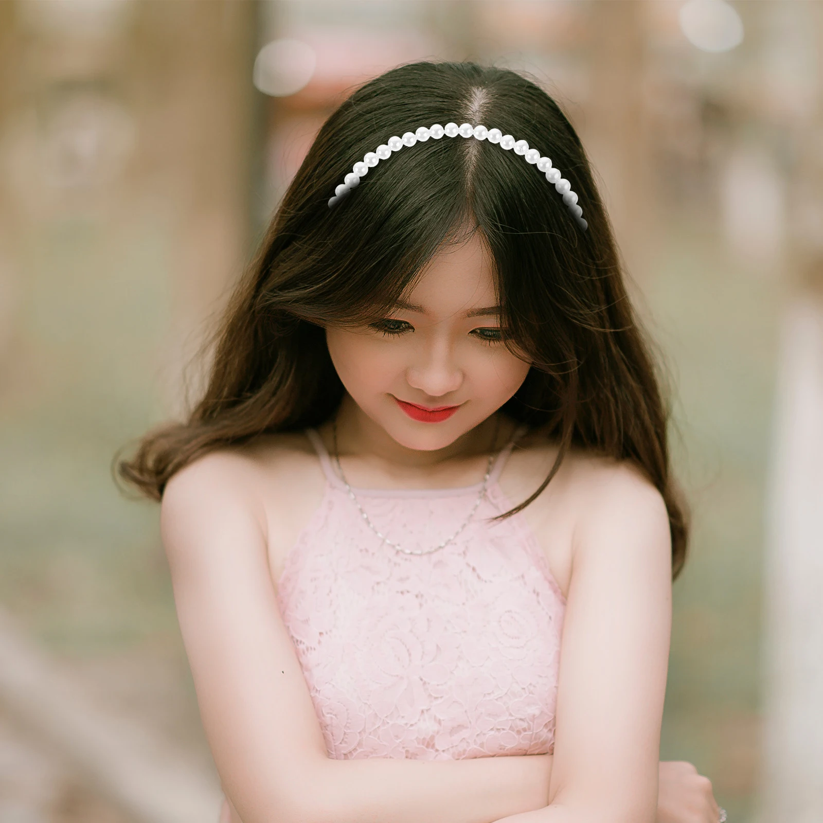 

6pcs Pink Floral Solid Headband Set Women Hair Bands Accessories for Beach Party Styling Tools Lightweight Durable