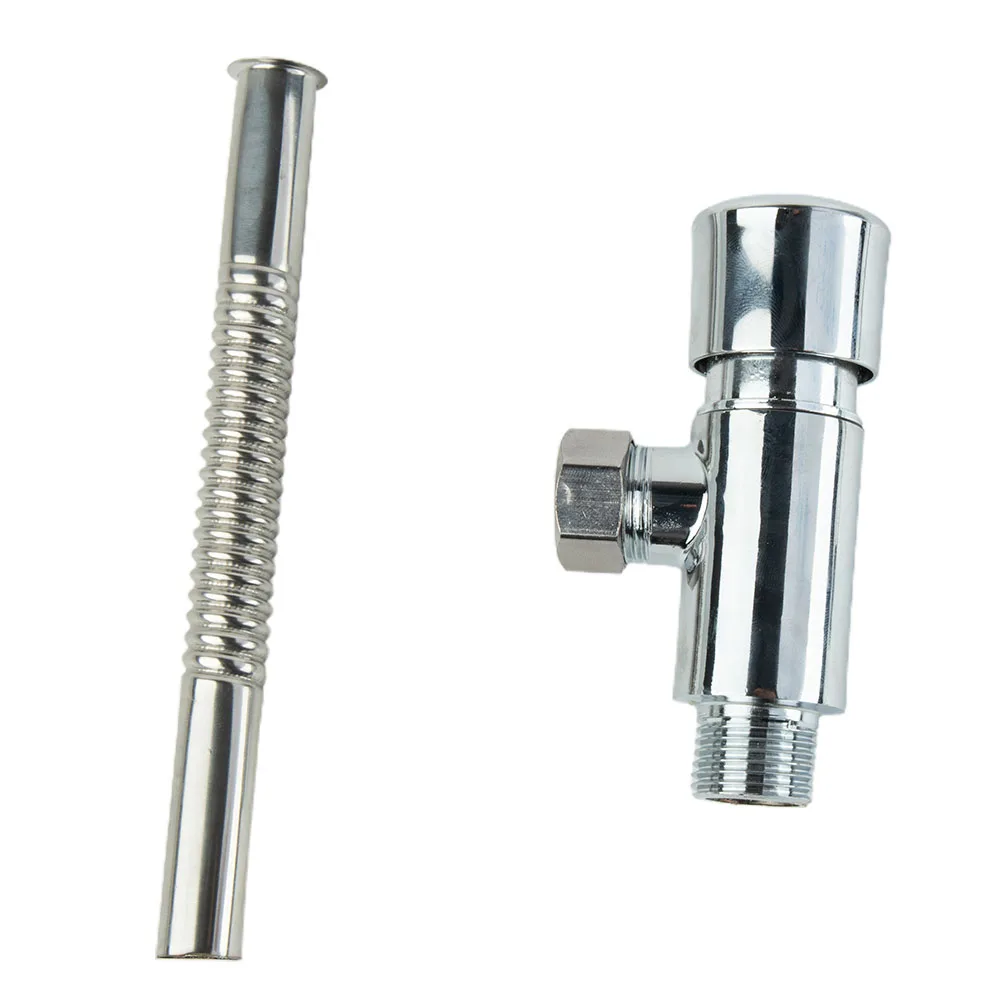 

1set Flush Valve With Accessories Urinal Pressure Flush Toilet Urinal Exposed 1/2inch Alloy Urinal Flush Valve DN15 Silver